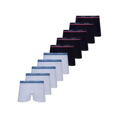 Imagem de Kit com 10 Cuecas Boxer Lupo 523-910, Cinza, M