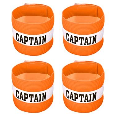 Imagem de PATIKIL Braçadeira do capitão, pacote com 4 faixas elásticas para treinamento de times de futebol, laranja