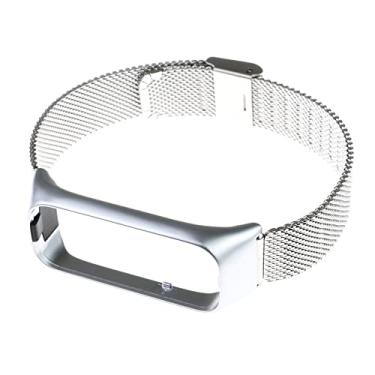 Imagem de Create idea Pulseira de relógio compatível com Samsung Galaxy Fit 2 pulseira de metal de aço inoxidável ajustável de substituição com ferramenta de chave de fenda prata