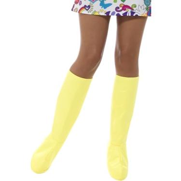 Imagem de Smiffys Capas para botas GoGo, amarelas, vestido extravagante dos anos 1960, acessórios de fantasia de Halloween dos anos 60