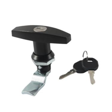 Imagem de Generic Trava em T com Chaves, Kit de Segurança para Porta de Galpão, Instalação Simples, Ideal para Ferramentas, Preto, Tamanho real