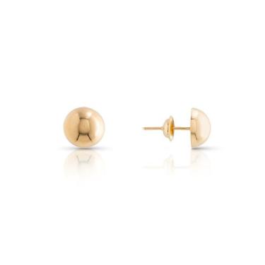 Imagem de Brinco Ouro 18K Meia Bola de 7mm Clássica e Atemporal- Juvenil e Adult