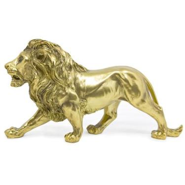 Imagem de Estatua Enfeite de Resina Leão Cobre Brilhante 21cm - Flash