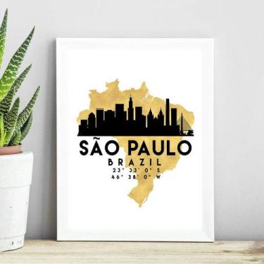 Imagem de Quadro São Paulo Brazil - Escala 45x34cm - com vidro - Quadros On-line
