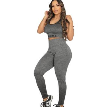 Imagem de Conjunto Empina Bumbum Fitness Academia Cinza - Gringas Model
