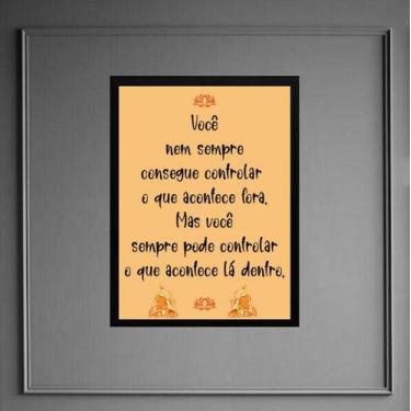Imagem de Quadro Frase Yoga - Controle 33x24cm - Quadros On-line, Madeira preta