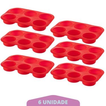 Imagem de Kit 6 Assadeiras Silicone Cupcake Retangular Sortida Bolinho - QUALITY