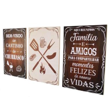 Imagem de Placa Decorativa Cantinho do Churrasco Cozinha Copa Cantinho Gourmet -