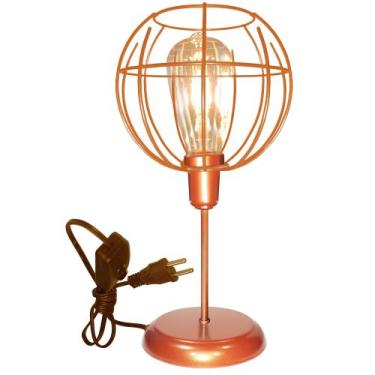 Imagem de Luminária Mesa Abajur Clássico Aramado Spider Cobre P/LED - CM GLASS -
