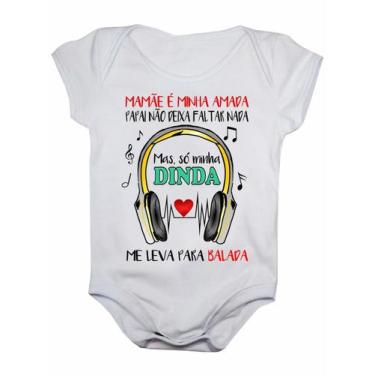 Imagem de Body De Bebê Manga Curta Dinda Me Leva Para Balada - Calupa, 6-9M