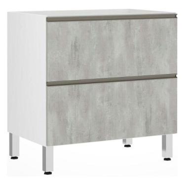 Imagem de Balcão Sem Tampo 80cm Basculante Branco Com Concreto - LUCIANE