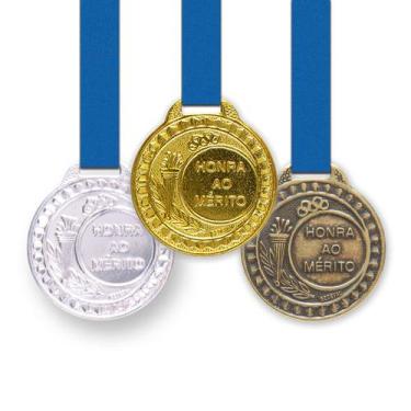 Imagem de 20 Medalhas Metal 29mm Honra ao Mérito Ouro Prata Bronze - Gedeval