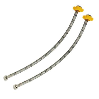 Imagem de Engate Rabicho Par Mangueira Flexivel Trançado Conexao Femea Misturador Monocomando Agua Fria Quente Torneira Pia Banheiro Cozinha