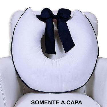 Imagem de Capa de Almofada Amamentação Piquet Com Laço - Laura Baby, Branco c/ M