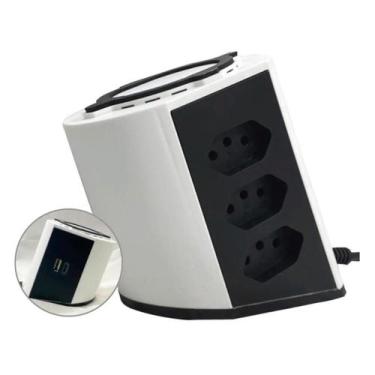 Imagem de Torre De Tomada 3Tom 10A + Usb A + Usb C Branca Daneva