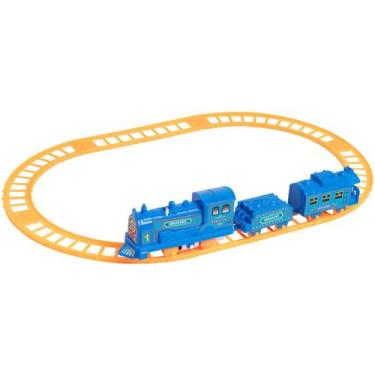 Imagem de Locomotiva Azul Trenzinho Menino Infantil Divertido Eletrico a Pilha -