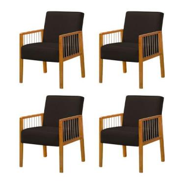 Imagem de Kit 4 Poltronas Decorativa Base em Madeira Maciça e Corda Náutica Copa