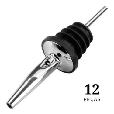 Imagem de Kit 12 Bico Dosador Aço Inox Silicone Garrafa Azeite Vinagre - Unyhome