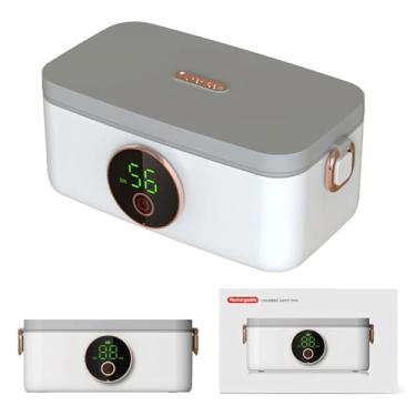 Imagem de Yolispa Lancheira com aquecimento automático sem fio, lancheira elétrica portátil de 45 W 1L com bateria recarregável de 16000 mAh, aquecimento de 70 °C, aquecedor de alimentos para trabalho,