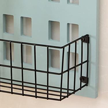 Imagem de Prateleira de Armazenamento de Parede de Casa de Madeira Criativa Minimalista - Organizador de Decoração de Quarto e Sala de Estar (Azul claro)