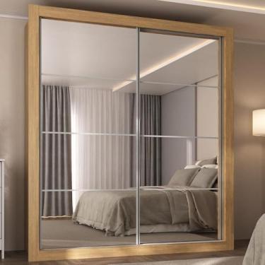 Imagem de Guarda-roupas Casal com Espelho 2 Portas de Correr 4 Gavetas Malibu Multimóveis Mp4273 Madeirado