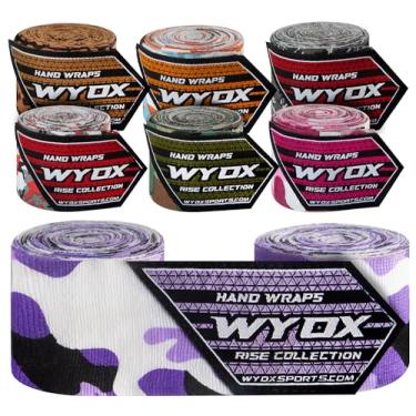 Imagem de Bandagens WYOX ǀ Bandagens Premium de 3M para Boxe, Muay Thai, Kickboxing e MMA ǀ Luvas Internas Unissex com Proteção Perfeita para (Pair of 1, Camuflagem Roxa, 4.5)