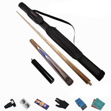 Imagem de Taco de sinuca de madeira de freixo de 147 cm, bastão de sinuca, taco de sinuca profissional para esportes de mesa de sinuca, bar de bilhar de madeira (D taco de sinuca + acessórios + barril de taco,