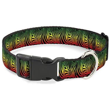Imagem de Buckle-Down Coleira com clipe de plástico - Cabeça de zebra Rasta - 3,8 cm de largura - Serve para pescoço de 40,6 a 58,4 cm - Médio