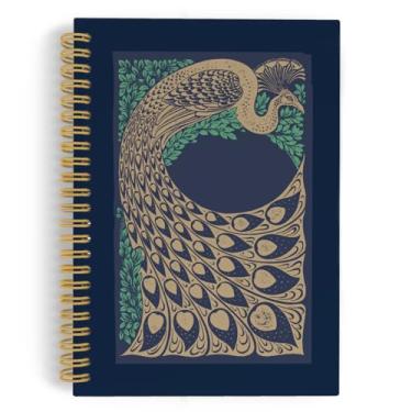 Imagem de ANIANG Caderno espiral pavão, diário vintage de pássaros naturais, diário antigo, animal 14 x 21 cm, 164 páginas, pautado na faculdade, caderno de presentes de pavão para mulheres, material escolar de