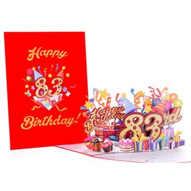 Imagem de iGifts And Cards Cartão de felicitações Happy 83rd Red Birthday 3D Pop Up – Awesome 83 Birthday Card For Woman, Happy 83rd Birthday Gift For Mom, Papai, Wife, Husband Present, 12.7 cm X 17.8 cm
