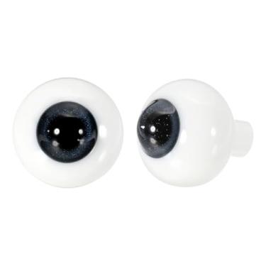 Imagem de YOKIVE 1 par de globos oculares de 16 mm para artesanato, olhos redondos realistas de vidro, feitos à mão, para boneca, festa de Halloween, máscara de terror, decoração DIY (glitter interno cinza