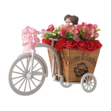 Imagem de Generic Vaso em formato de triciclo com flores artificiais, enfeite de bonsai, enfeites criativos de flores falsas para sala de estar, quarto, decoração de