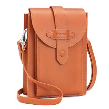 Imagem de nuoku Pequena bolsa transversal feminina com faixa elástica mini bolsa para celular designer com esponja (laranja vermelha)
