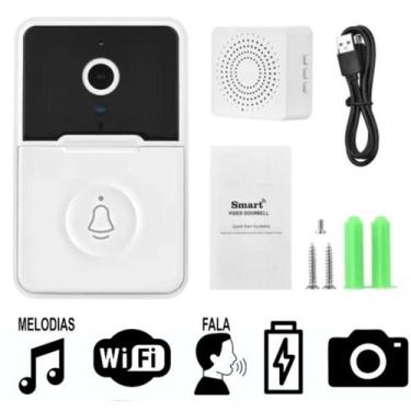 Imagem de Campainha Residencial Wifi Branco Vivo Tempo Premium Real Externa Áudi