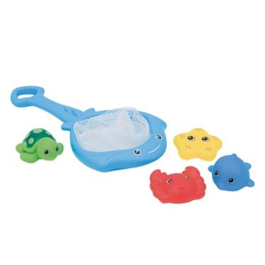 Imagem de Zippy Toys, Kit Brinquedos para Bebês Hora Banho Pescaria Raia 5 Peças para Crianças de até 36 Meses