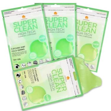 Imagem de FiveJoy Géis de limpeza de carro, pacote com 4 ferramentas universais de detalhamento automático para limpeza de interiores de carro, lama de limpeza de poeira verde amarelo