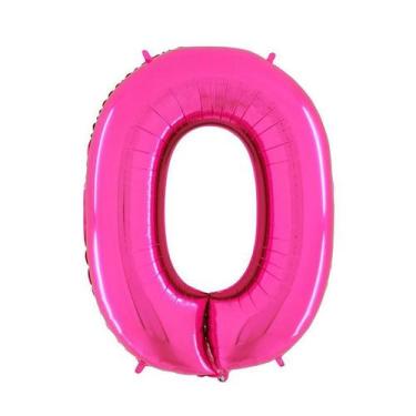Imagem de Bexiga Balão Metalizado 30 Polegadas 75cm Rosa Número 0 - Warna