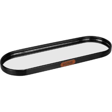 Imagem de BANDEJA DECORATIVA PARA SERVIR OVAL HOME&CO COM ESPELHO METAL 1x30x10cm PRETA