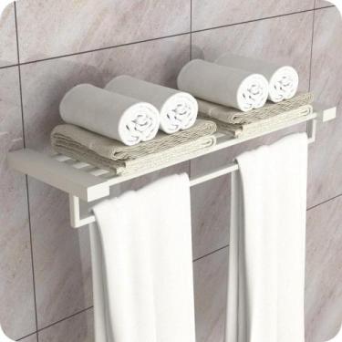 Imagem de Toalheiro Hotel de Parede Porta Toalha Duplo Branco Master - SteelDeco