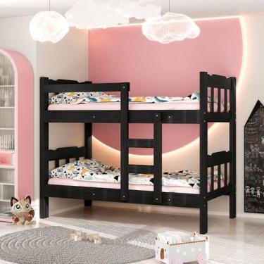 Imagem de Beliche De Madeira Maciça Perola Preto Super Reforçado - Nemargi