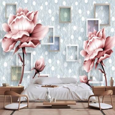 Imagem de Lcythiazole Murais de papel de parede floral de tamanho personalizado - mural de papel de parede floral, floral vintage 3D, adesivo removível e adesivo, decoração de parede para sala de estar e quarto