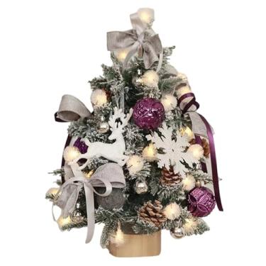 Imagem de Árvore de Natal artificial, árvore de Natal de 45,7 cm, enfeites de mesa para árvores de Natal, árvore de Natal artificial de mesa, decoração de árvore de Natal iluminada para quartos