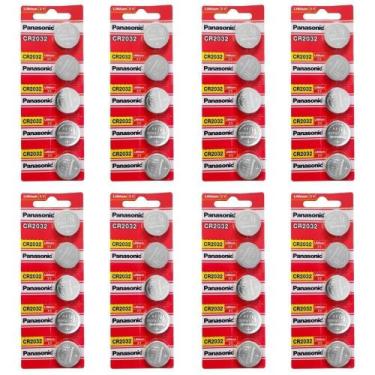 Imagem de Kit 8 Cartelas Baterias Panasonic CR2032 3V Alarme Controle