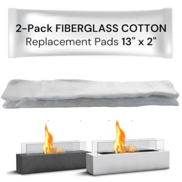 Imagem de NovaMode Almofadas De Substituição De Algodão E Fibra De Vidro Para Fogueira De Mesa - Pacote Com 2 Unidades De 13" X 2" - Tempo De Queima Prolongado, Pavio De Lã Cerâmica Para Fogueira De Mesa Inte
