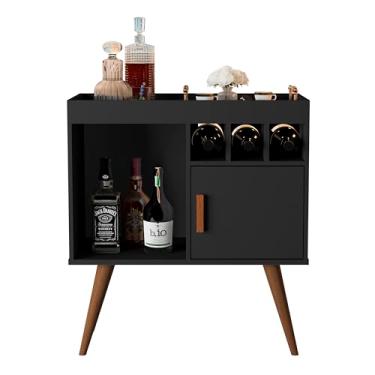 Imagem de Buffet Aparador Balcão Cozinha Sala Bancada Paris 1 Porta 3 Adegas Retrô Cantinho Do Café Cor Pés Palitos (Preto)