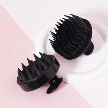 Imagem de 2 peças/conjunto de escova de cabelo de silicone shampoo couro cabeludo massagem pente escova de cabelo completamente limpa salão de beleza ferramentas de cabelo especial para perucas de cabelo real (