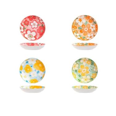 Imagem de 4 peças - Tigelas e pratos japoneses criativos personalizados com padrão de mesa, chapéu doméstico, tigela de arroz, tigela de orelha dupla - tigela nórdica de 11 cm