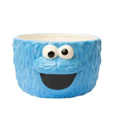 Imagem de Grupo Erik Tigela Sesame Street - 1100 ml, 15 x 17,2 x 9,8 cm | Tigela de cerâmica para cereais e pipoca | Decoração de cozinha | Brinquedos Cookie Monster