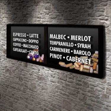 Imagem de Porta Rolhas e Cápsulas Panorâmico - Tipos de Café e Vinho - Quadro No