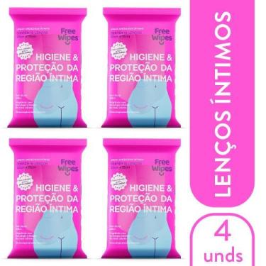 Imagem de Kit 4 Pacotes Lenço Umedecido Higiene Íntima Feminina Free - Free Wipe